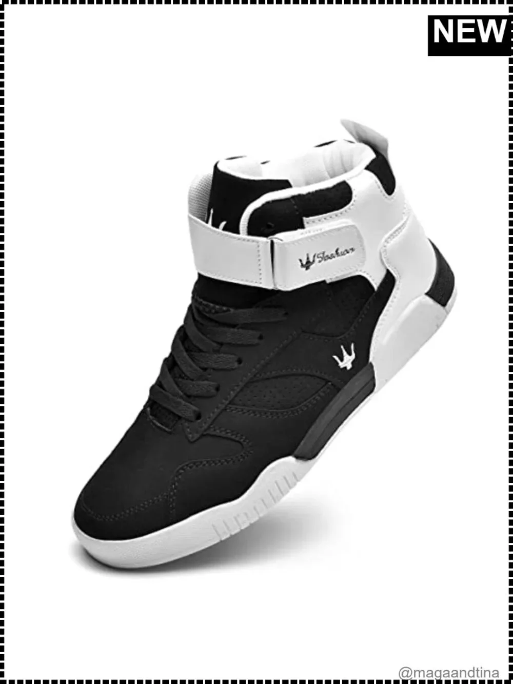 Men's High Top Leather Street Sneakers Lace-Up Casual Fashion Shoes